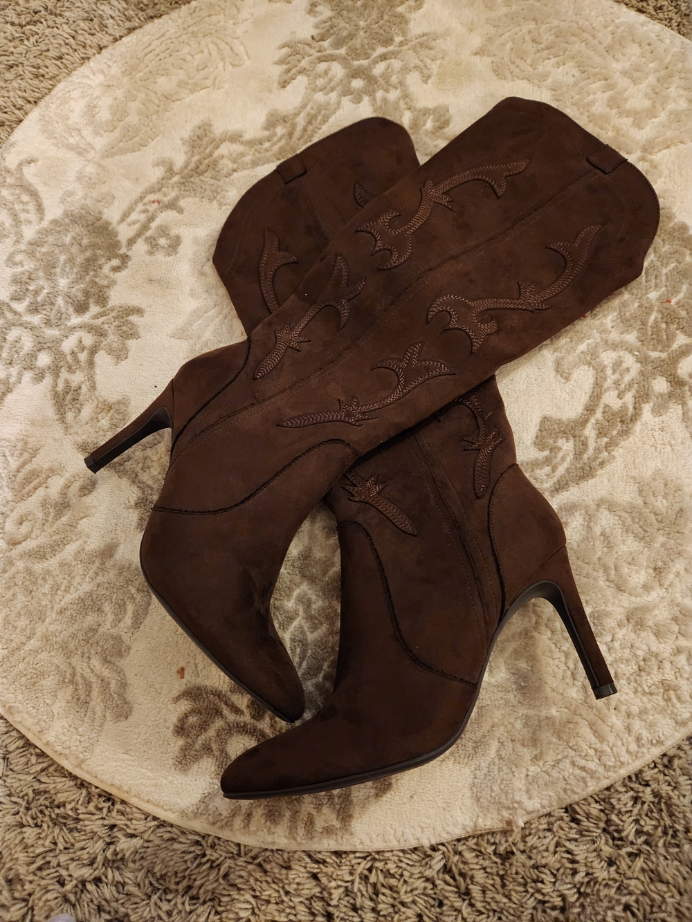 Classic Pointed-Toe Brown Suede Women's Mid-Calf Boots